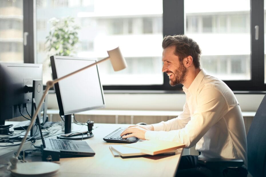 Employee at work computer